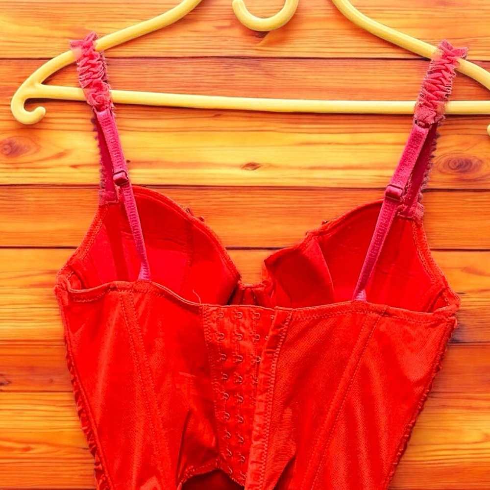Necessary objects Red Ruched Bustier Top 36C - image 4
